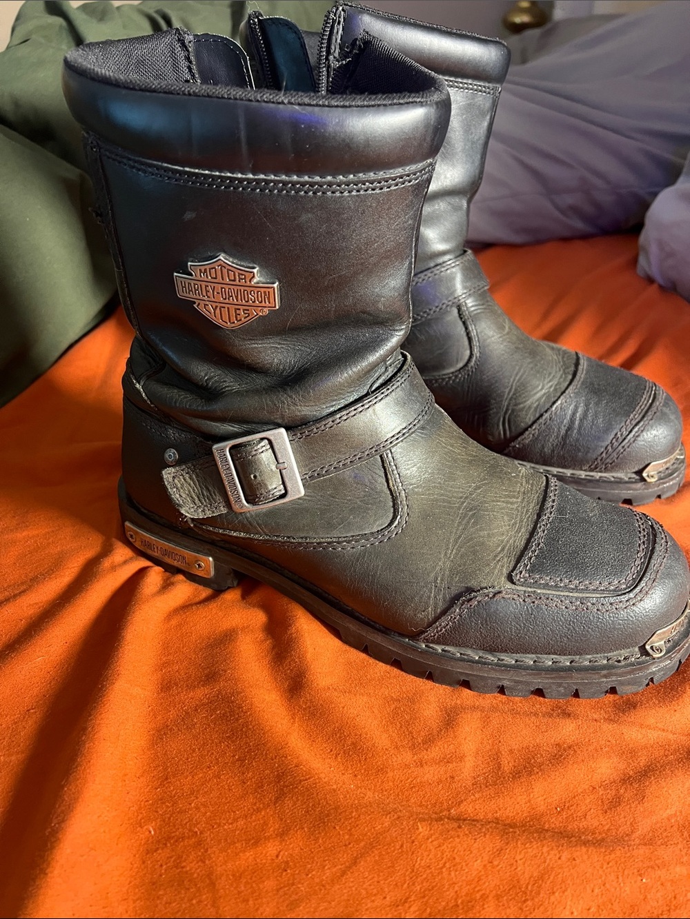 VINTAGE Y2K HARLEY DAVIDSON MOTO GRUNGE BIKERCORE MOTO BOHO BOOTS SIZE 10.5